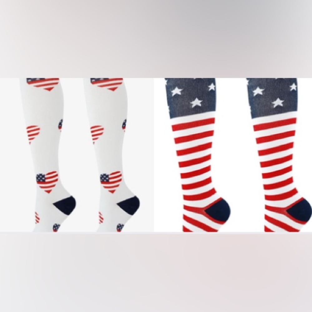 Compression Socks … Patriotic Stars and Stripes Men's Socks NWOT
